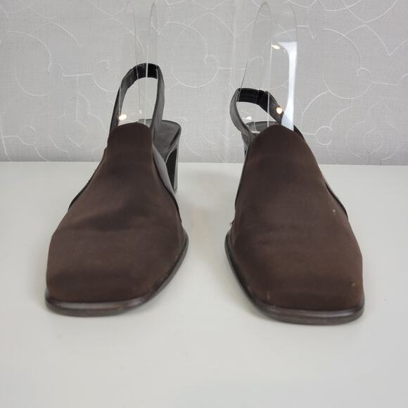 Bass Womens‎ Shoes Size 8.5 Brown Y2K Block Heel Sling Back Closed Square Toe - Picture 8 of 9
